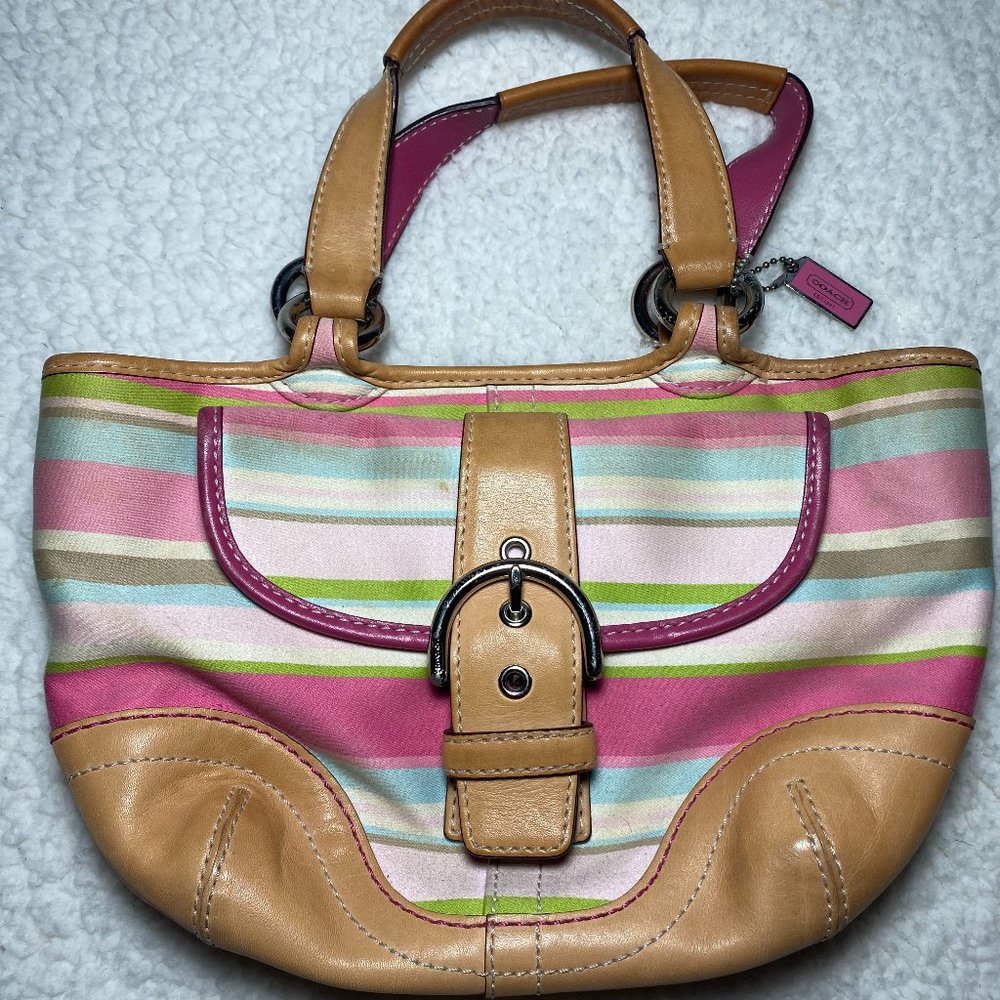 Coach Hampton Multicolor Stripe Tote Small Handbag